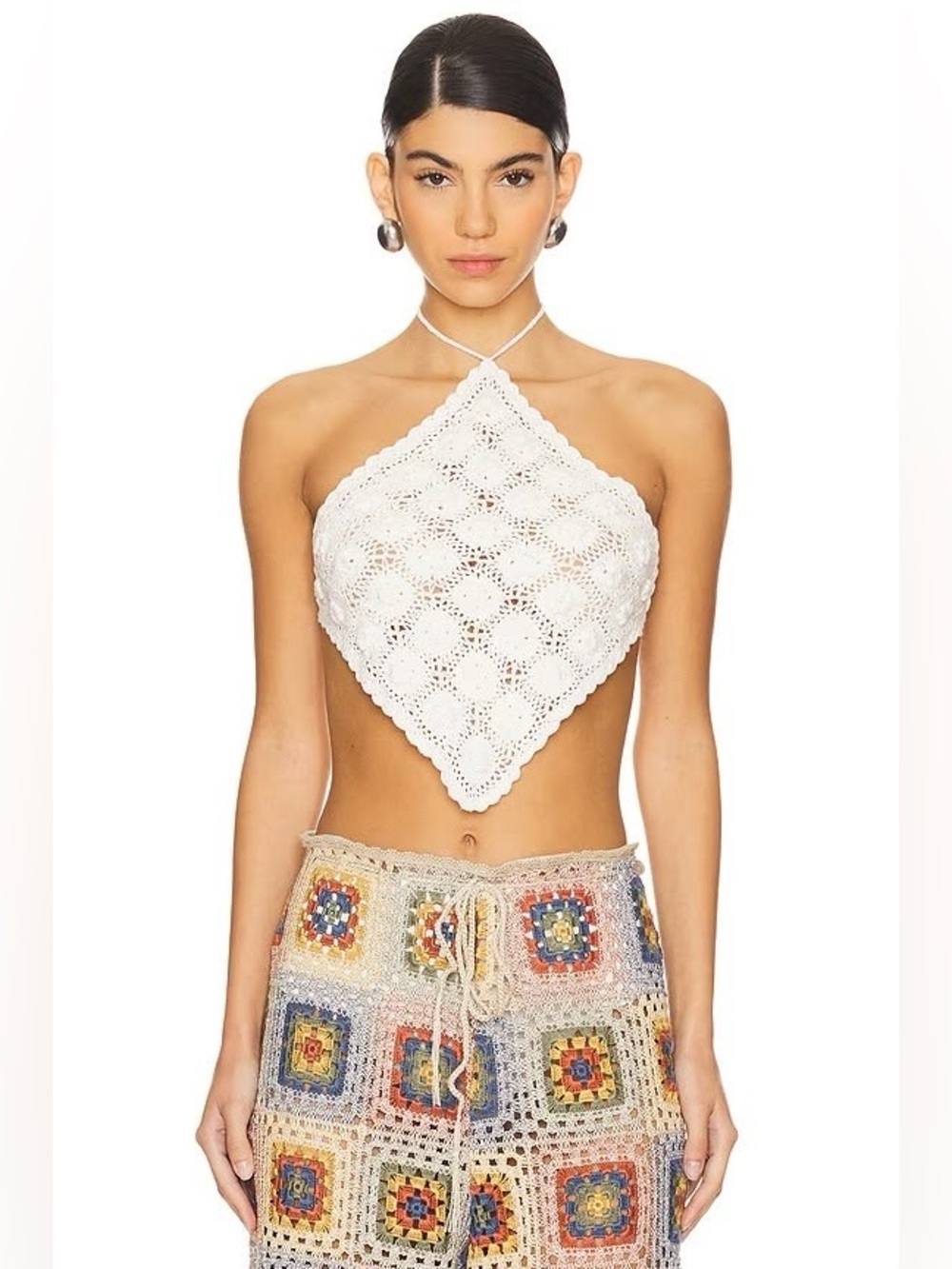 NEW Agua Bendita Flower Harvest Halter Top Cream Crochet Size Large NWT $250